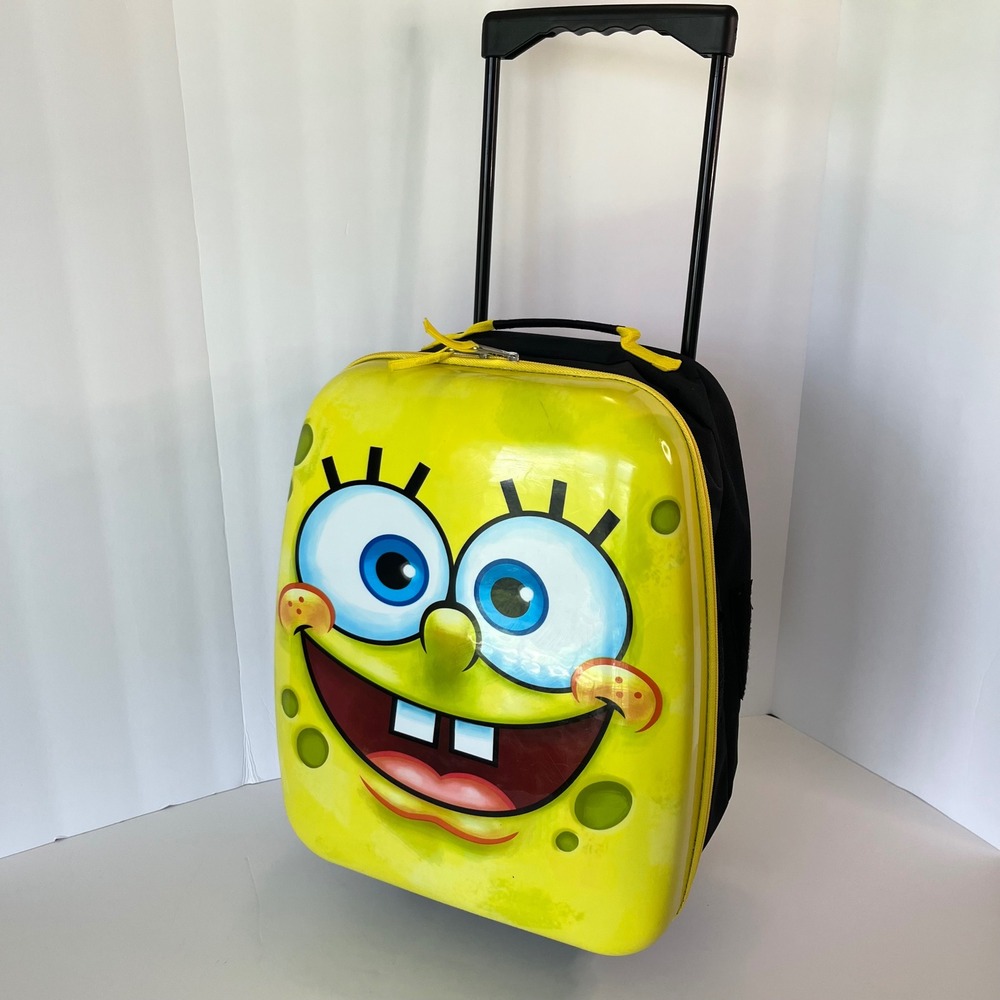 SpongeBob SquarePants Kids Rolling Suitcase Yellow Hardside Luggage 18 Inch